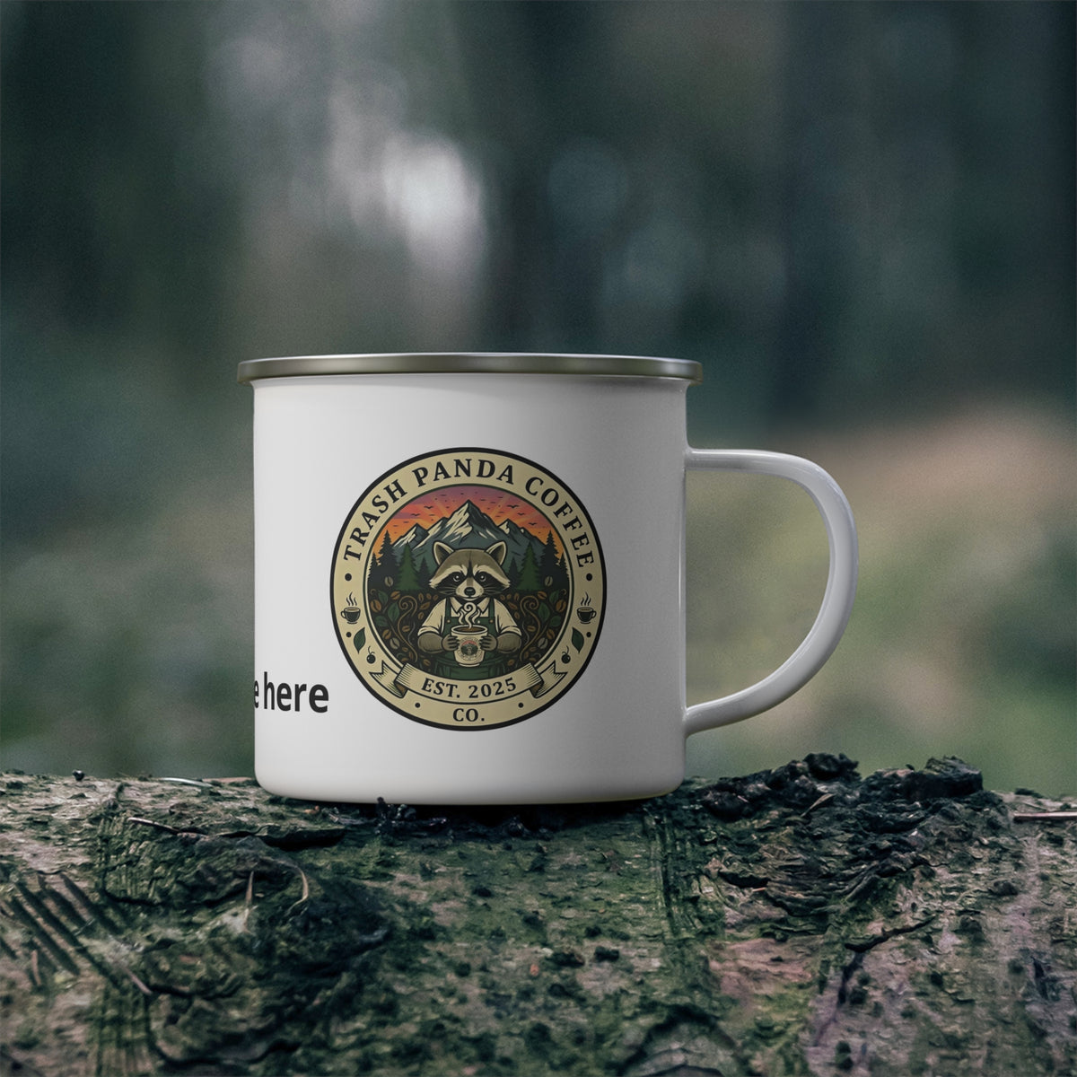 Enamel Camping Mug — Trash Panda Coffee Co. Logo