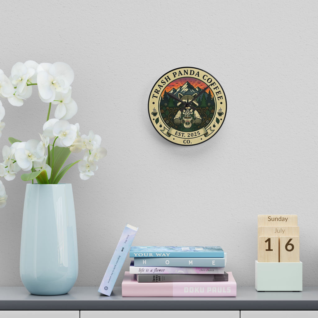 Acrylic Wall Clock — Trash Panda Coffee Co. Clock (Est. 2025)