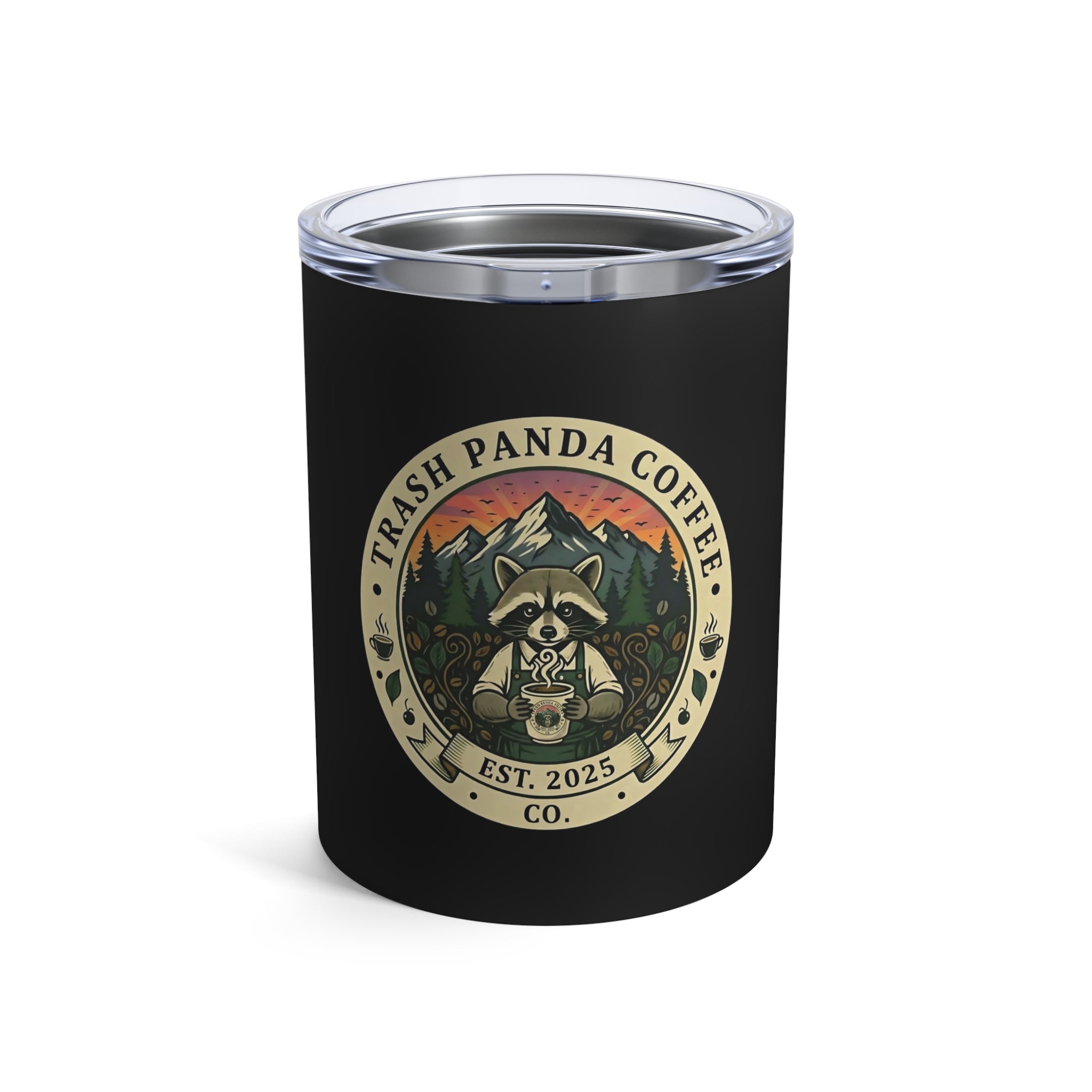 Trash Panda Coffee 10 oz Tumbler in black