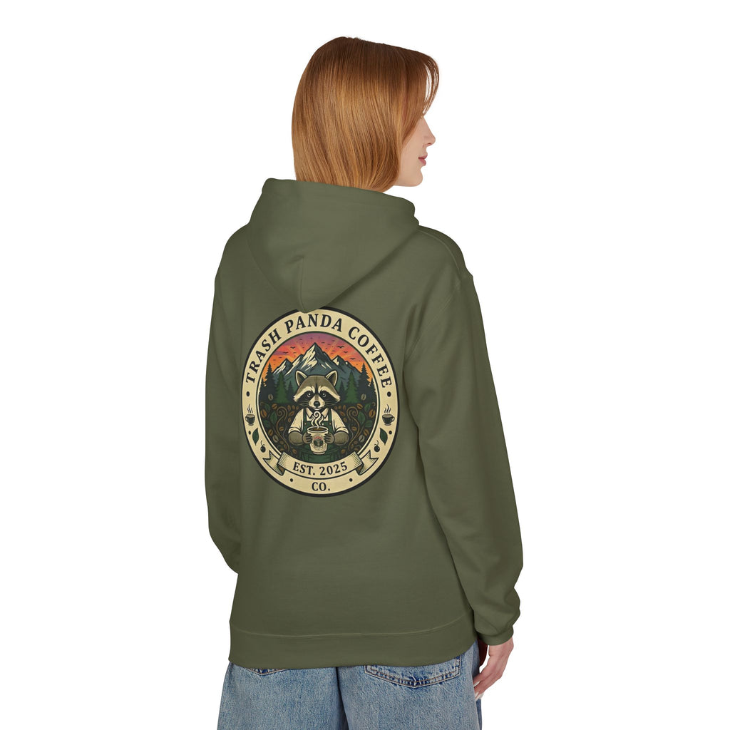Trash Panda Coffee Logo Hoodie | Raccoon in space