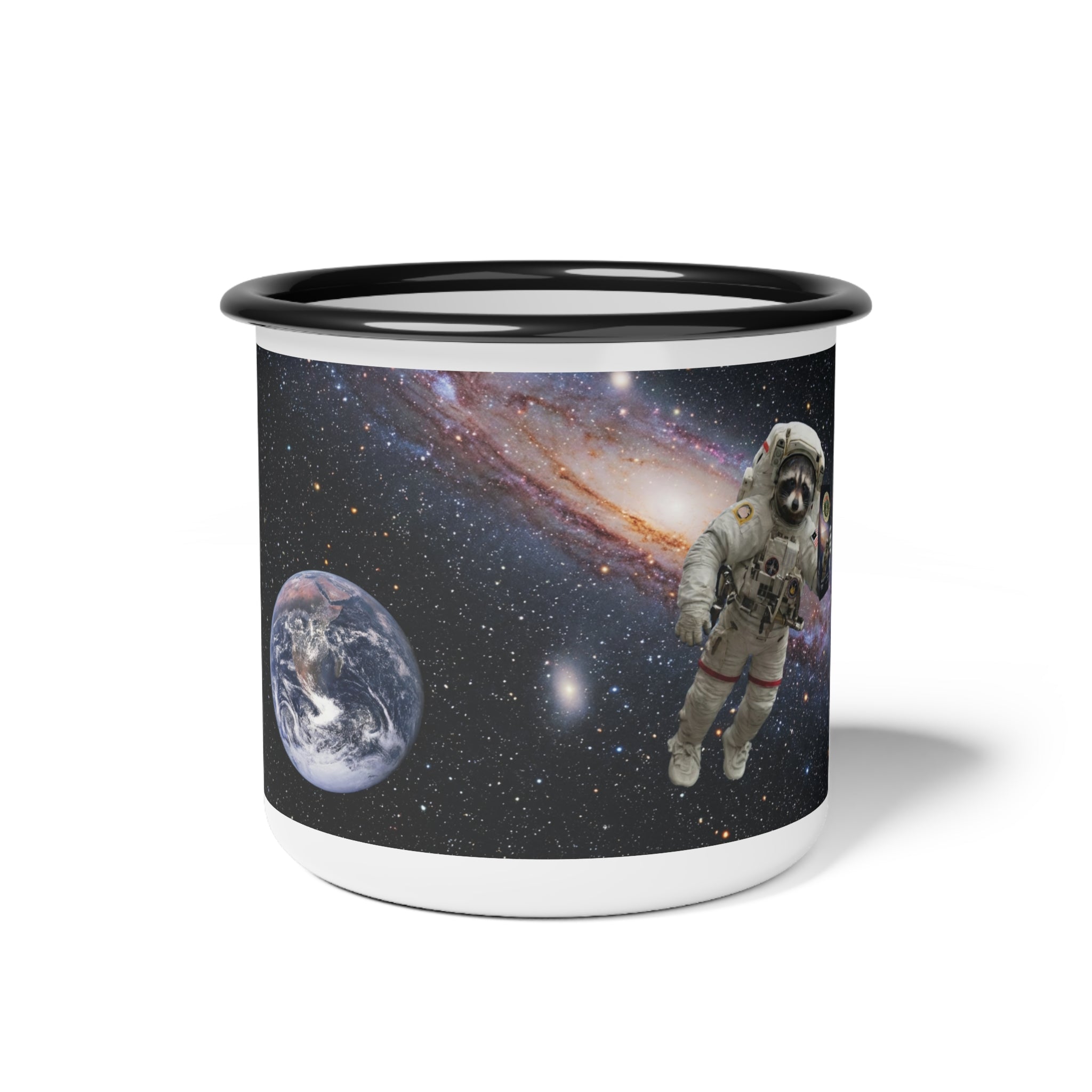 Enamel Camp Cup — Retro Space Astronaut Galaxy Mug