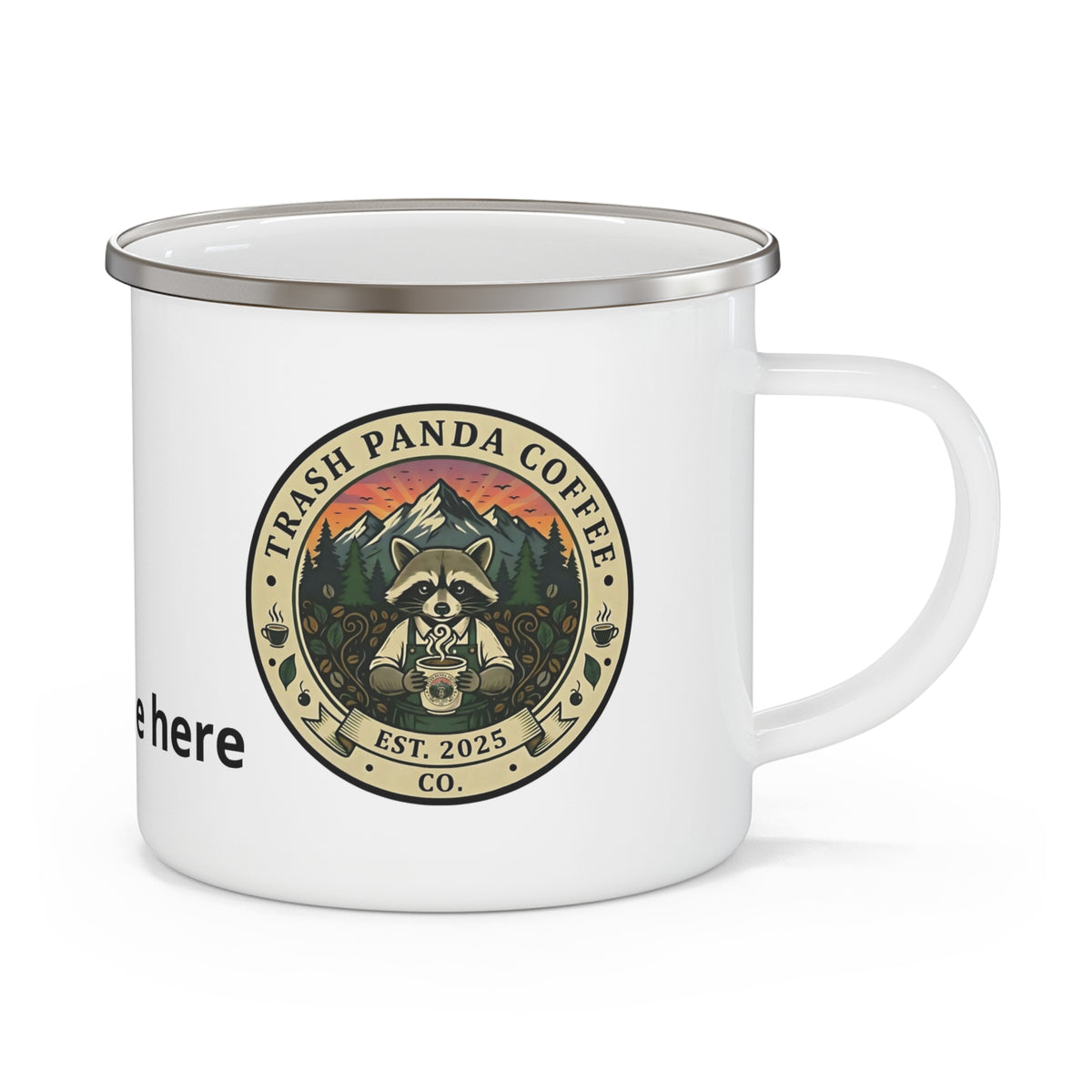 Enamel Camping Mug — Trash Panda Coffee Co. Logo
