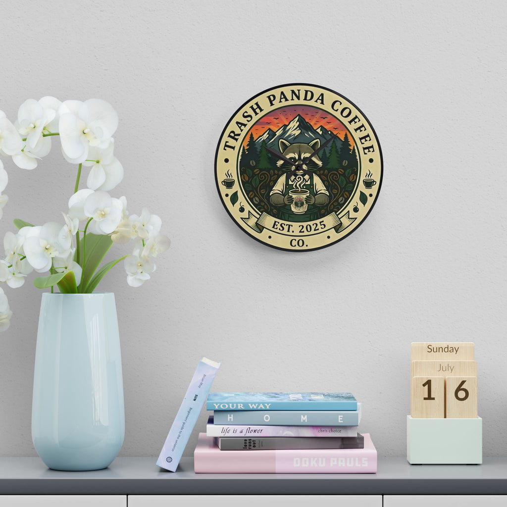 Acrylic Wall Clock — Trash Panda Coffee Co. Clock (Est. 2025)