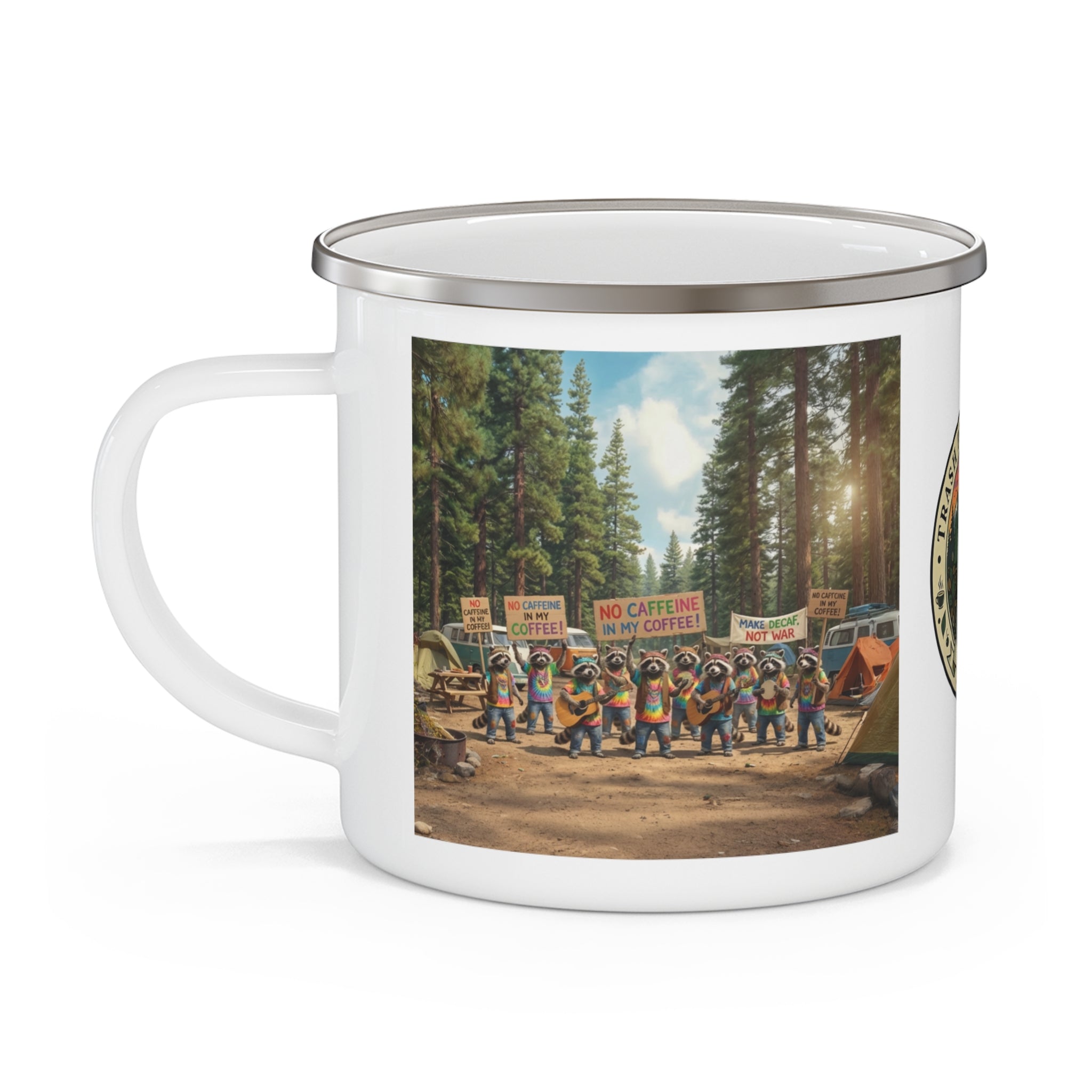Enamel Camping Mug — Raccoon Hippies