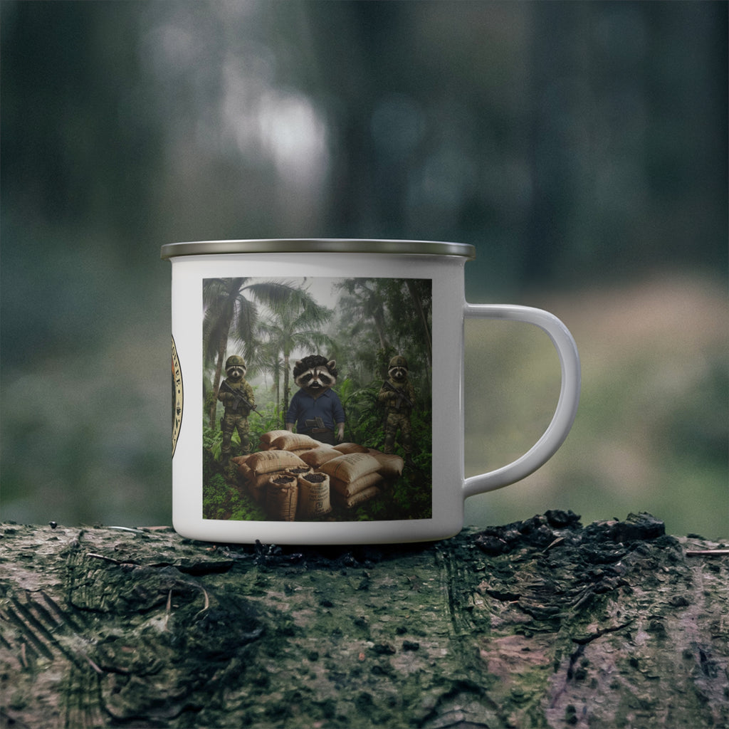 Enamel Camping Mug — Raccoon Escobar