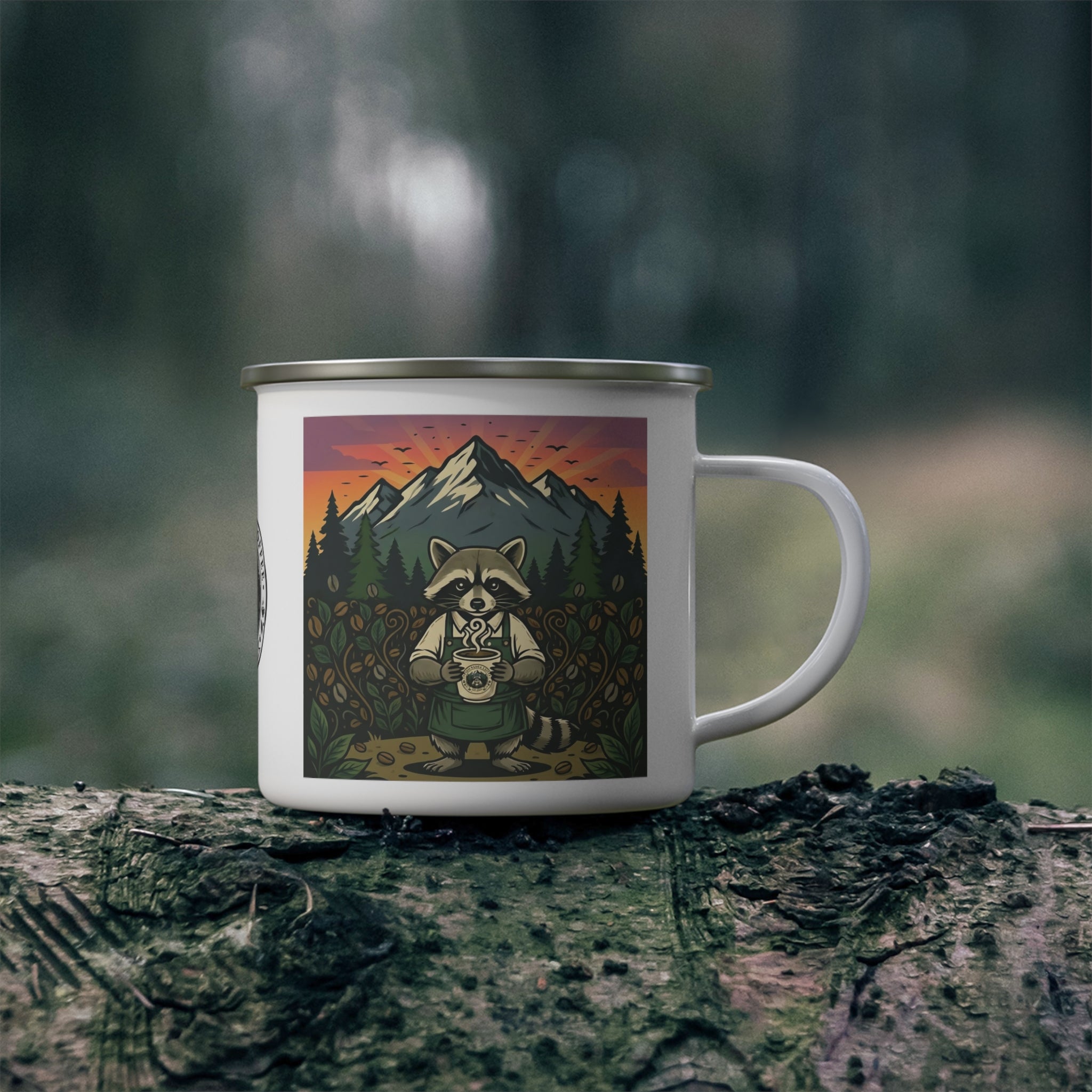 Enamel Camping Mug — Trash Panda Coffee's Mascot