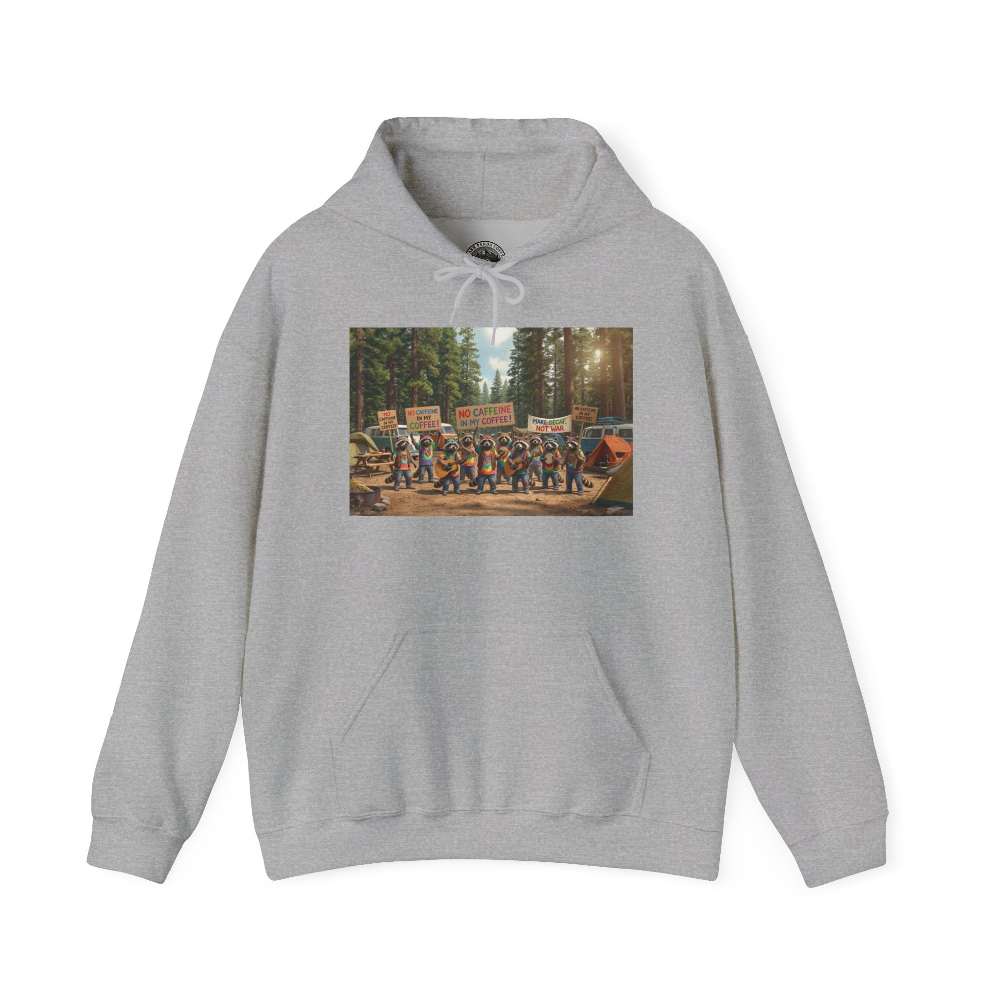 Trash Panda Coffee Hoodie - No Caffein Protesting Raccoons