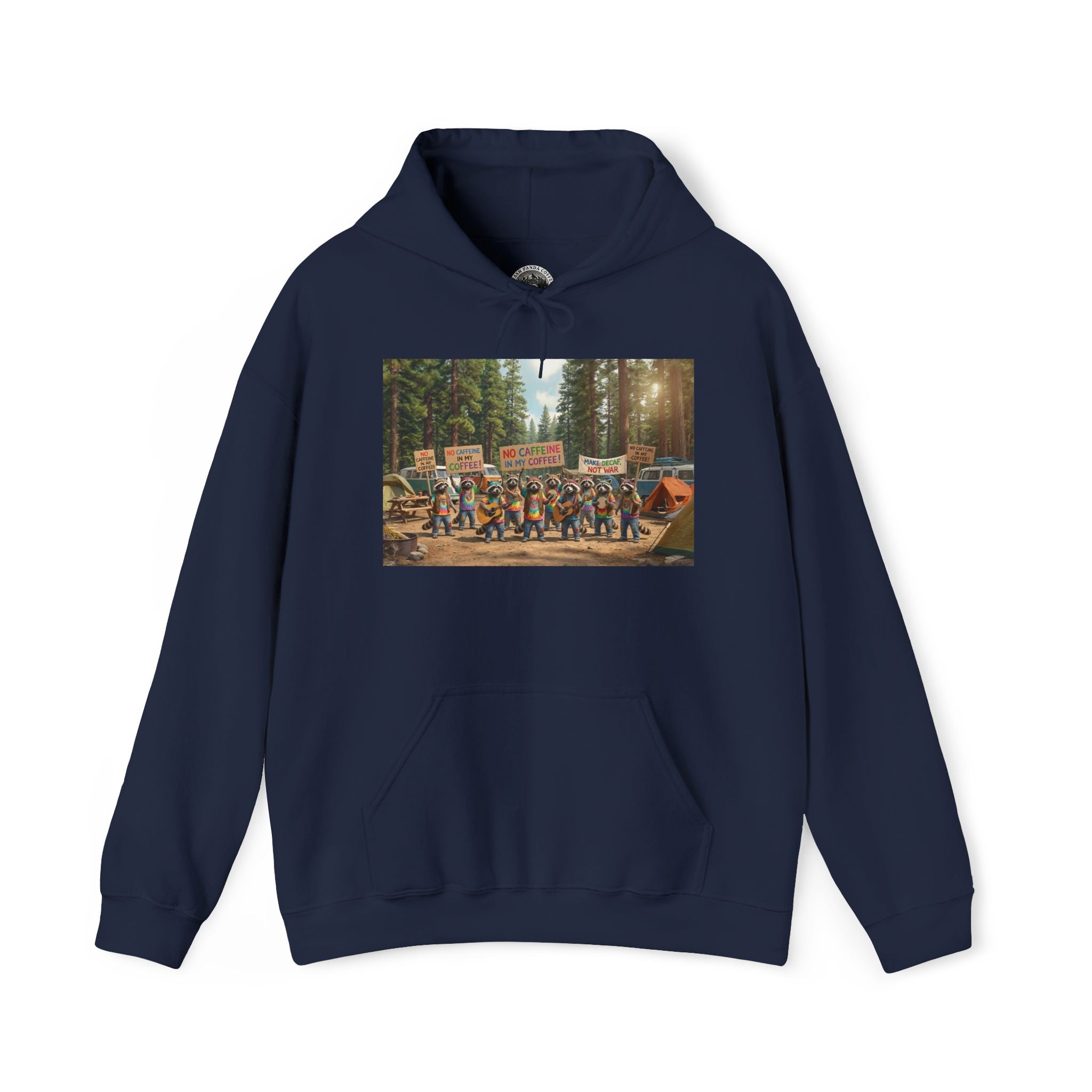 Trash Panda Coffee Hoodie - No Caffein Protesting Raccoons
