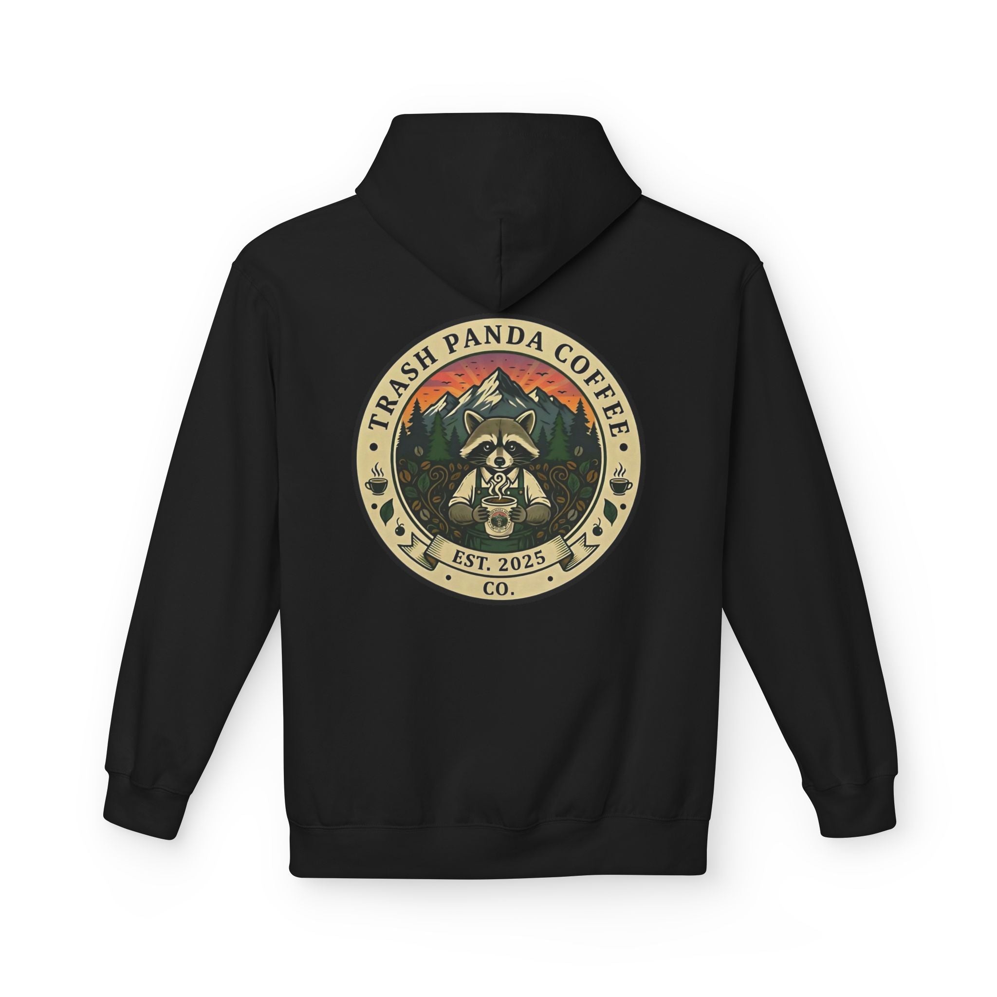 Trash Panda Coffee Logo Hoodie | Raccoon in space