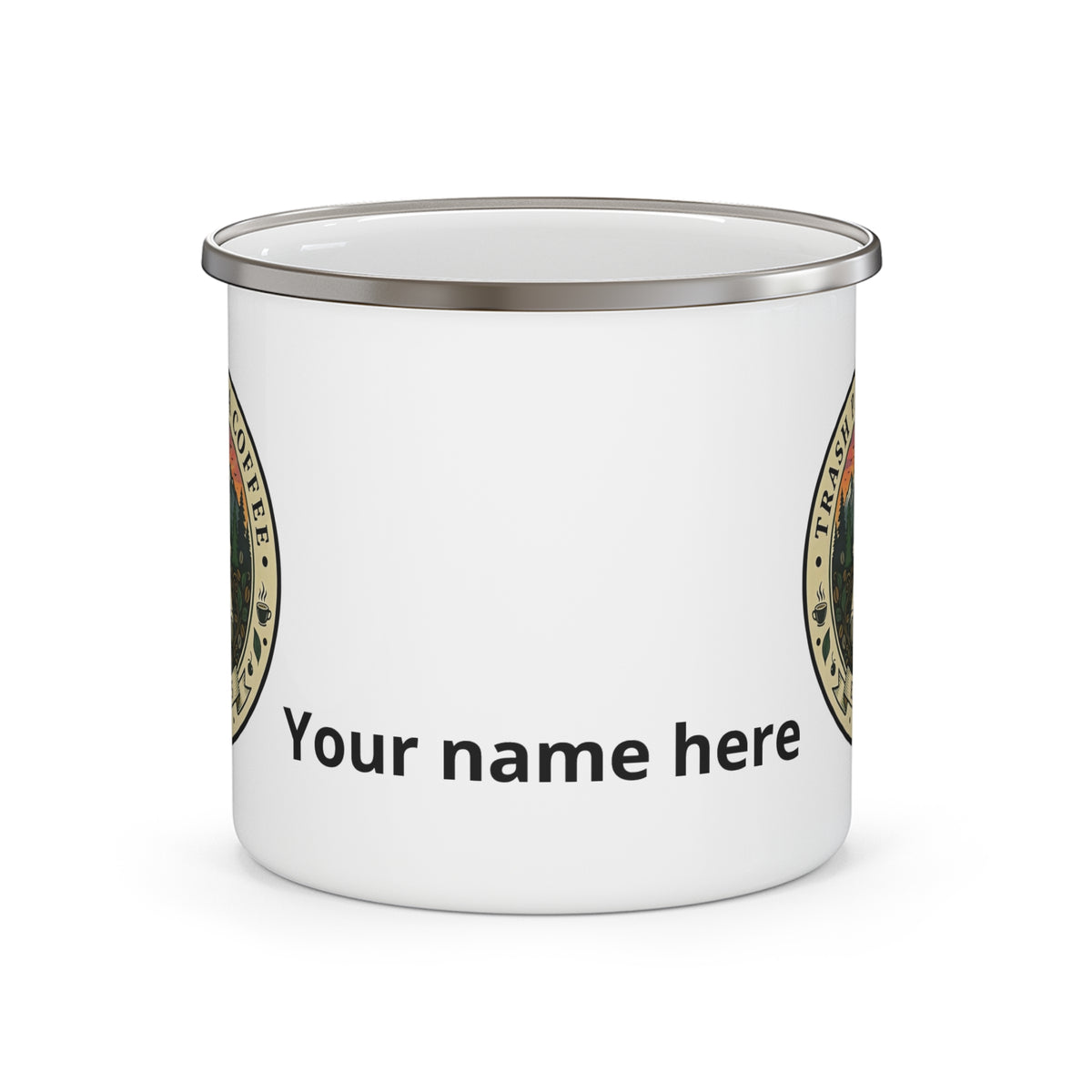 Enamel Camping Mug — Trash Panda Coffee Co. Logo