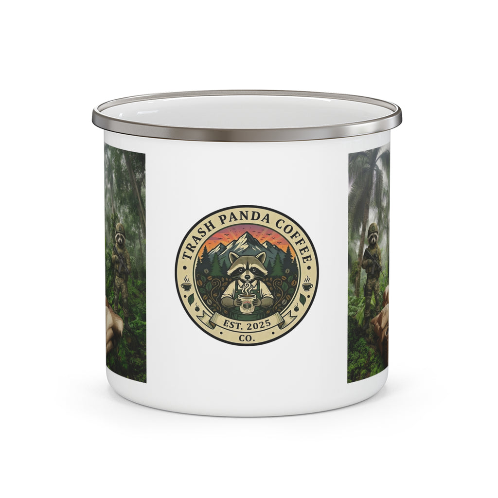 Enamel Camping Mug — Raccoon Escobar