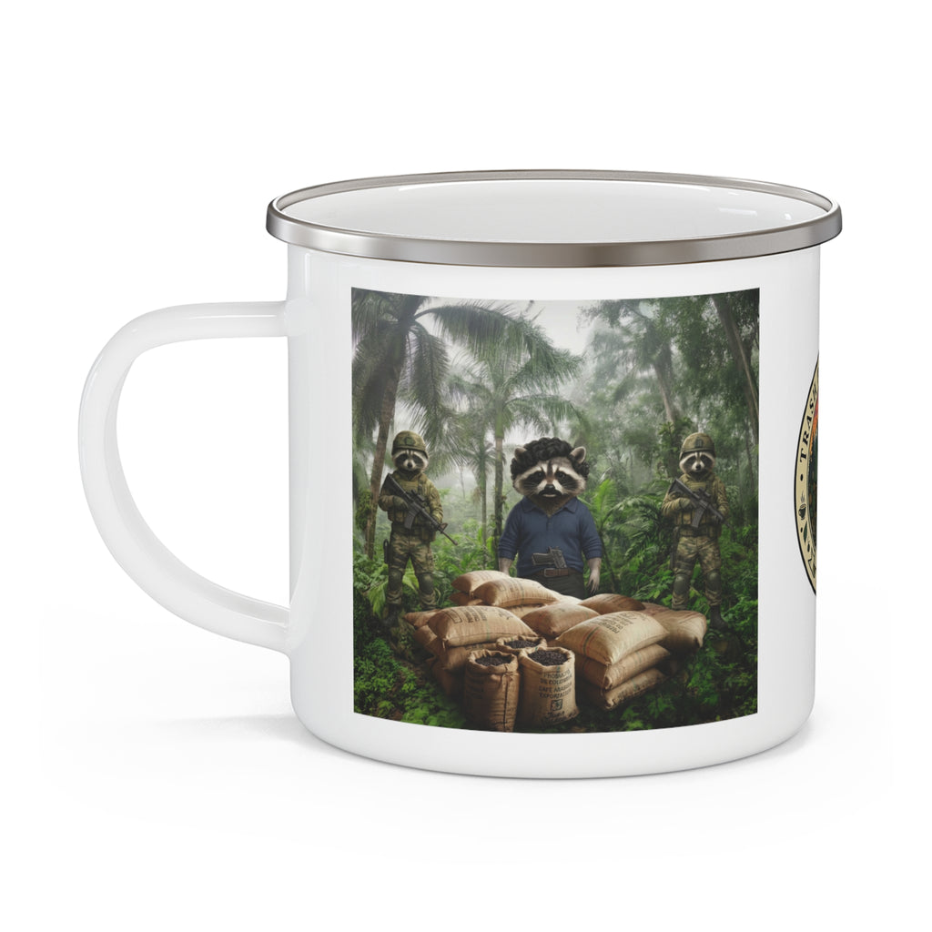 Enamel Camping Mug — Raccoon Escobar
