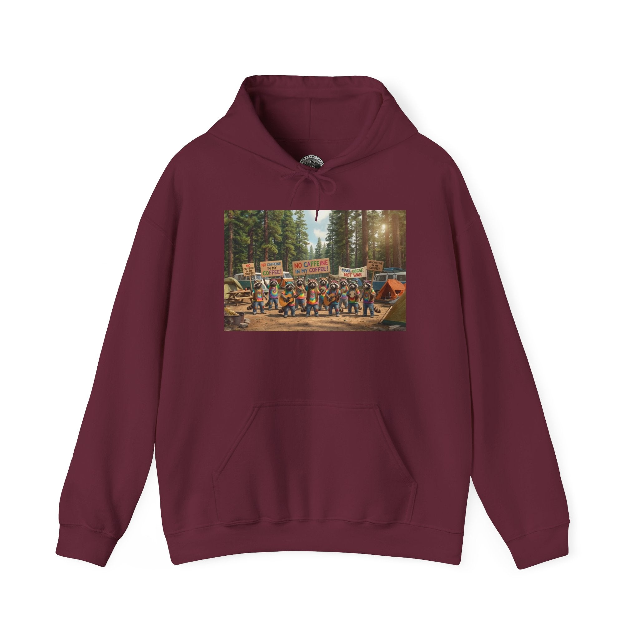 Trash Panda Coffee Hoodie - No Caffein Protesting Raccoons