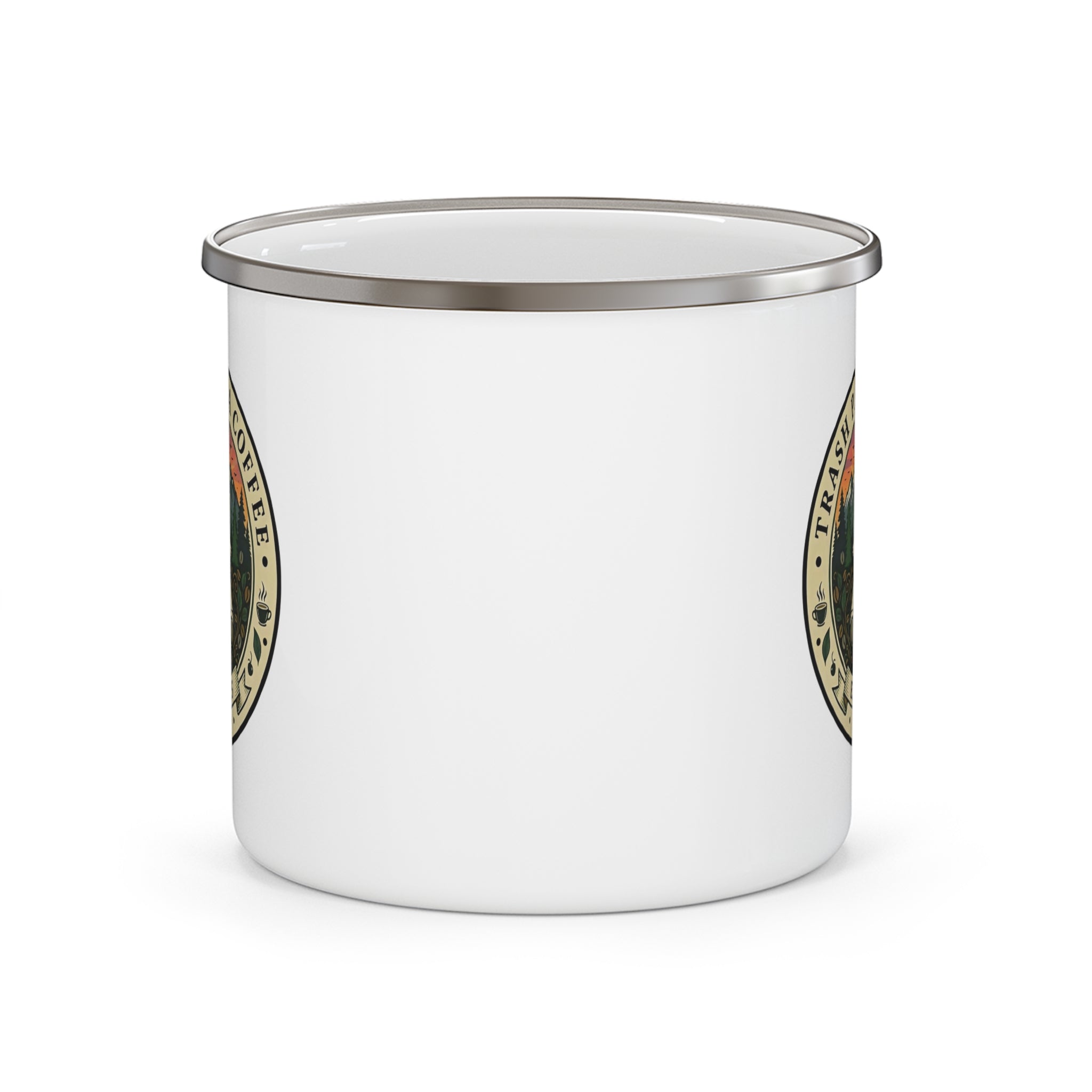 Personalized Enamel Camping Mug — Trash Panda Coffee