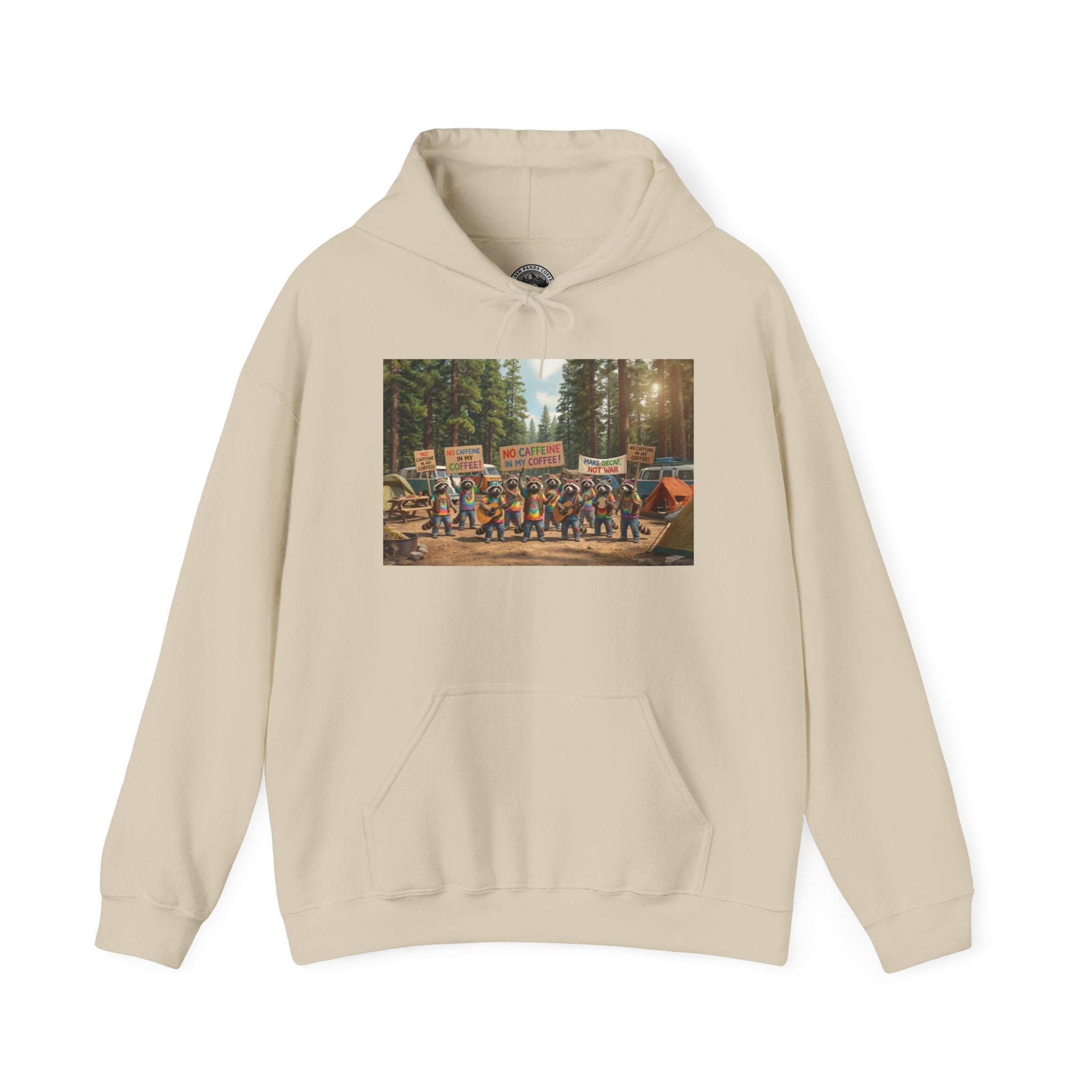 Trash Panda Coffee Hoodie - No Caffein Protesting Raccoons
