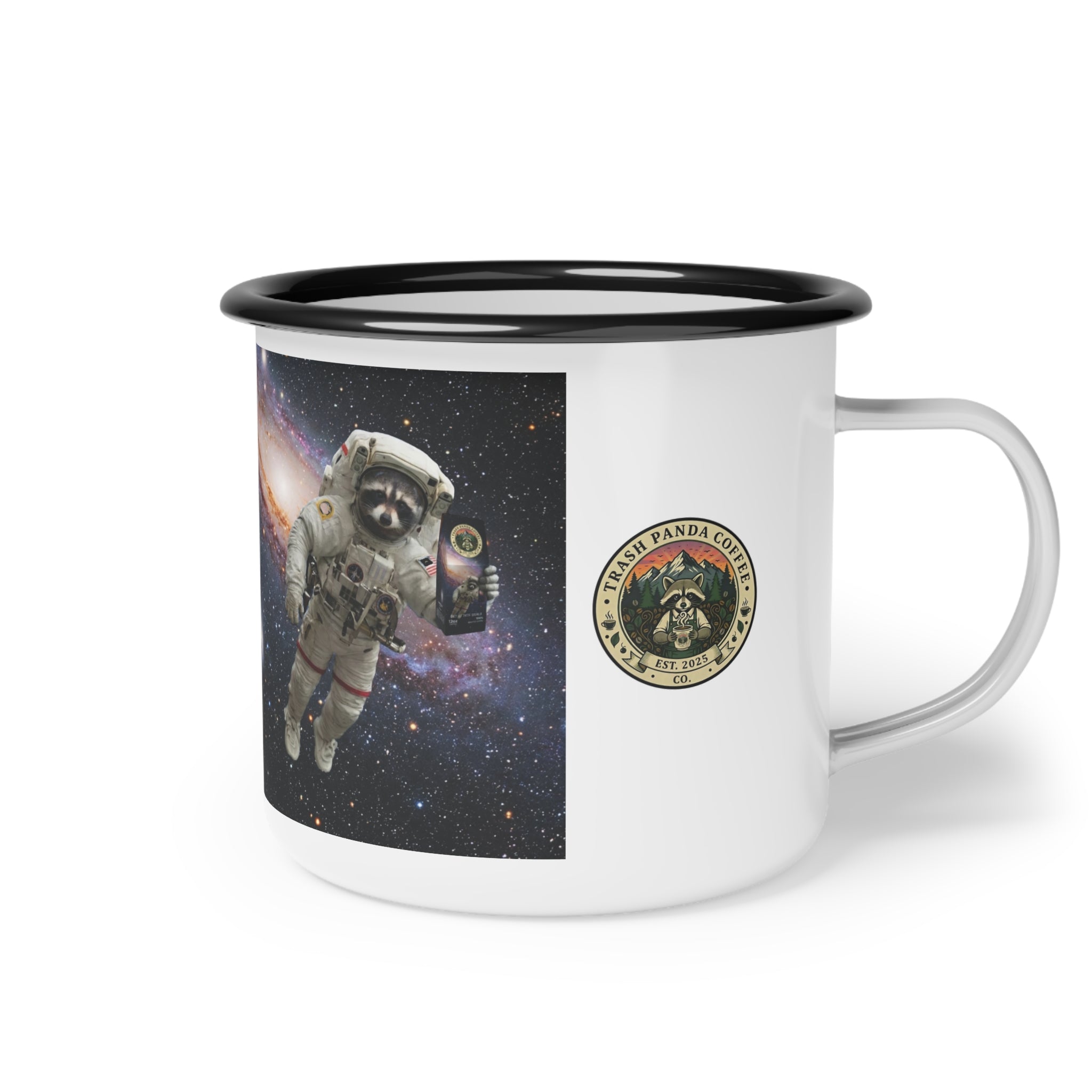 Enamel Camp Cup — Retro Space Astronaut Galaxy Mug