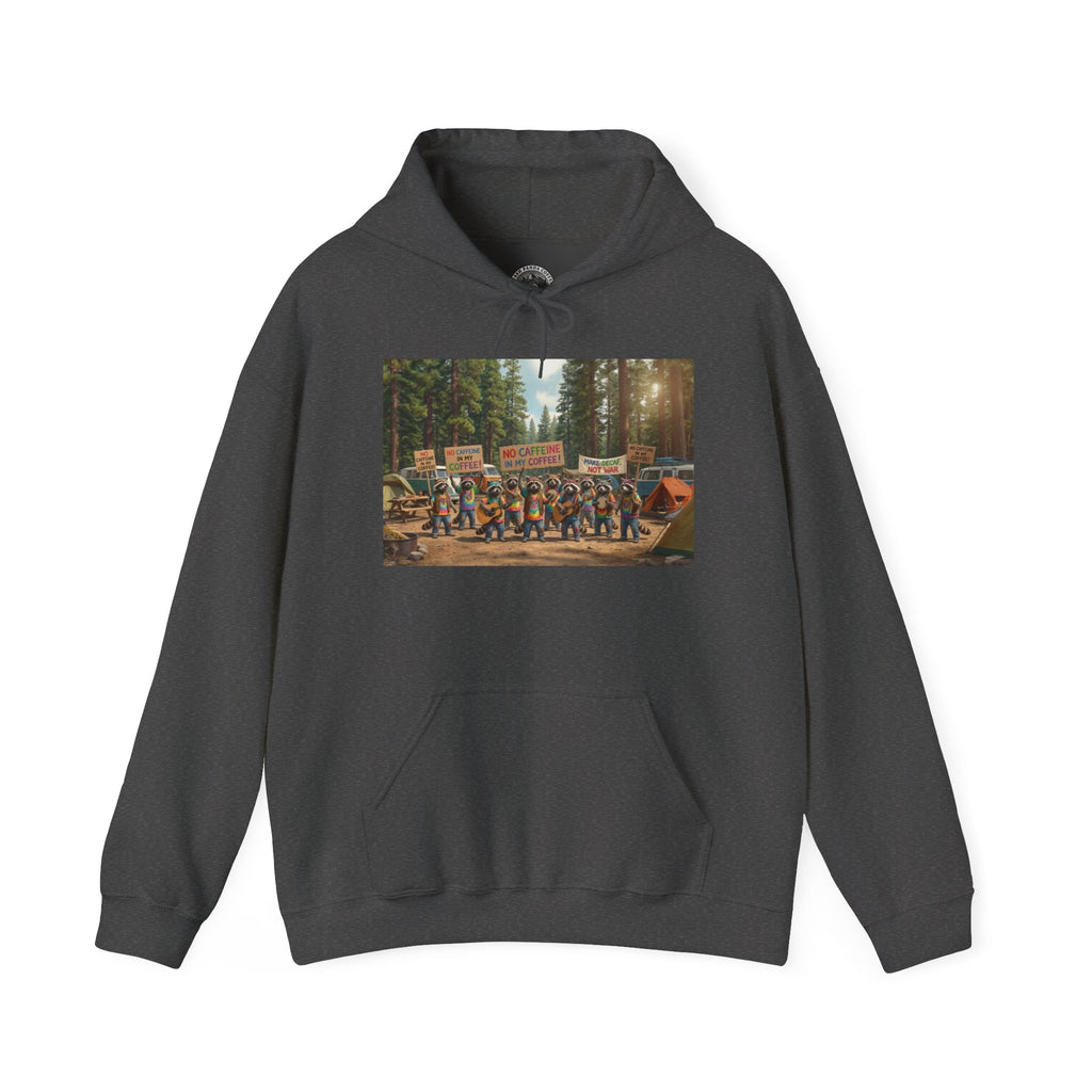 Trash Panda Coffee Hoodie - No Caffein Protesting Raccoons