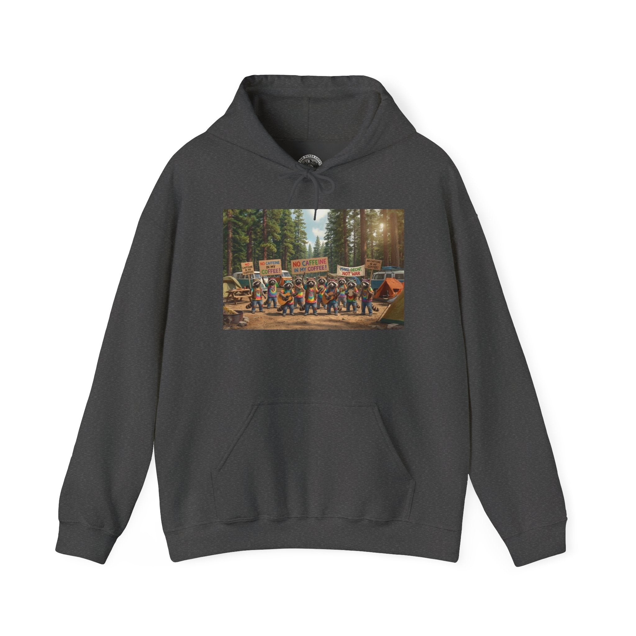 Trash Panda Coffee Hoodie - No Caffein Protesting Raccoons