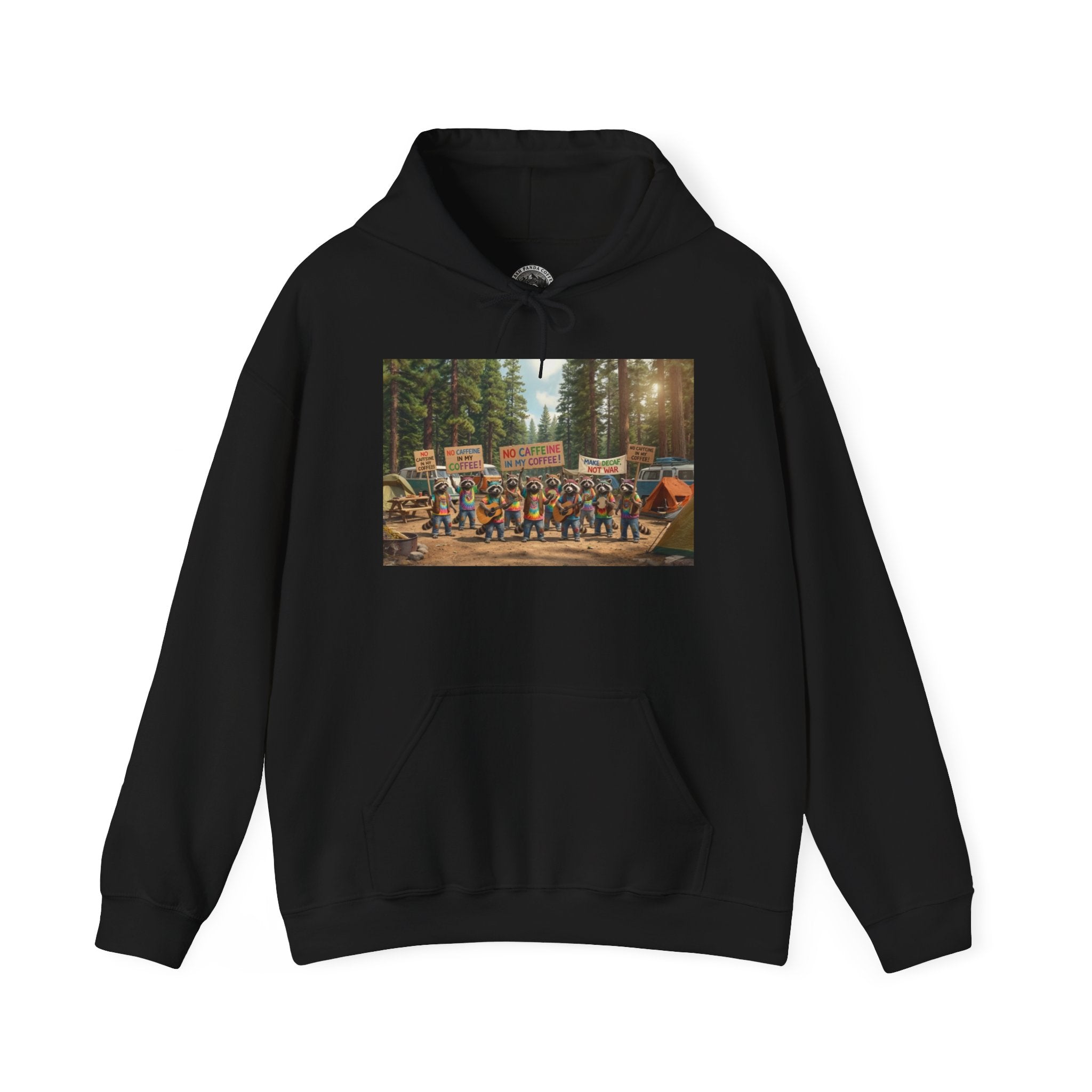 Trash Panda Coffee Hoodie - No Caffein Protesting Raccoons