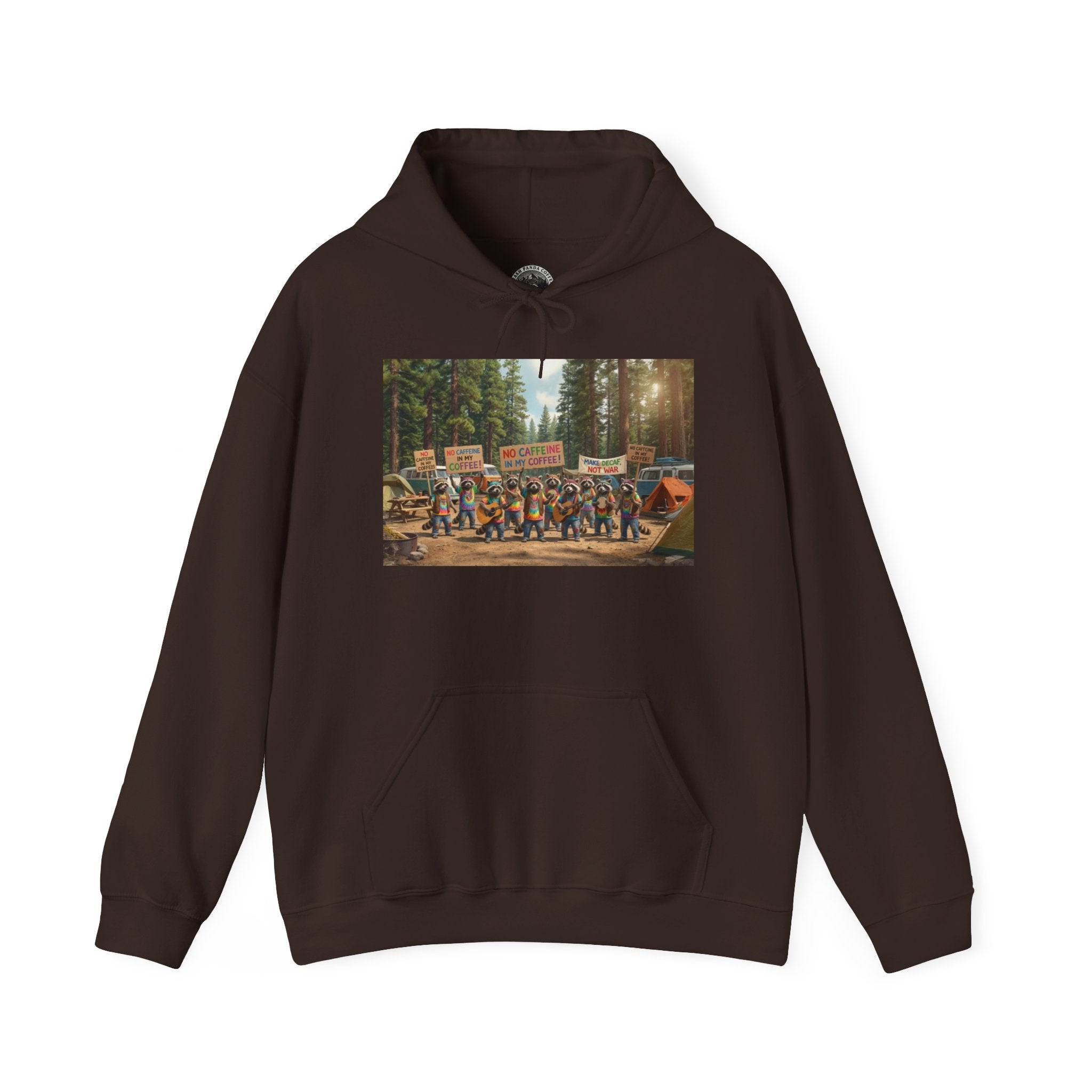 Trash Panda Coffee Hoodie - No Caffein Protesting Raccoons