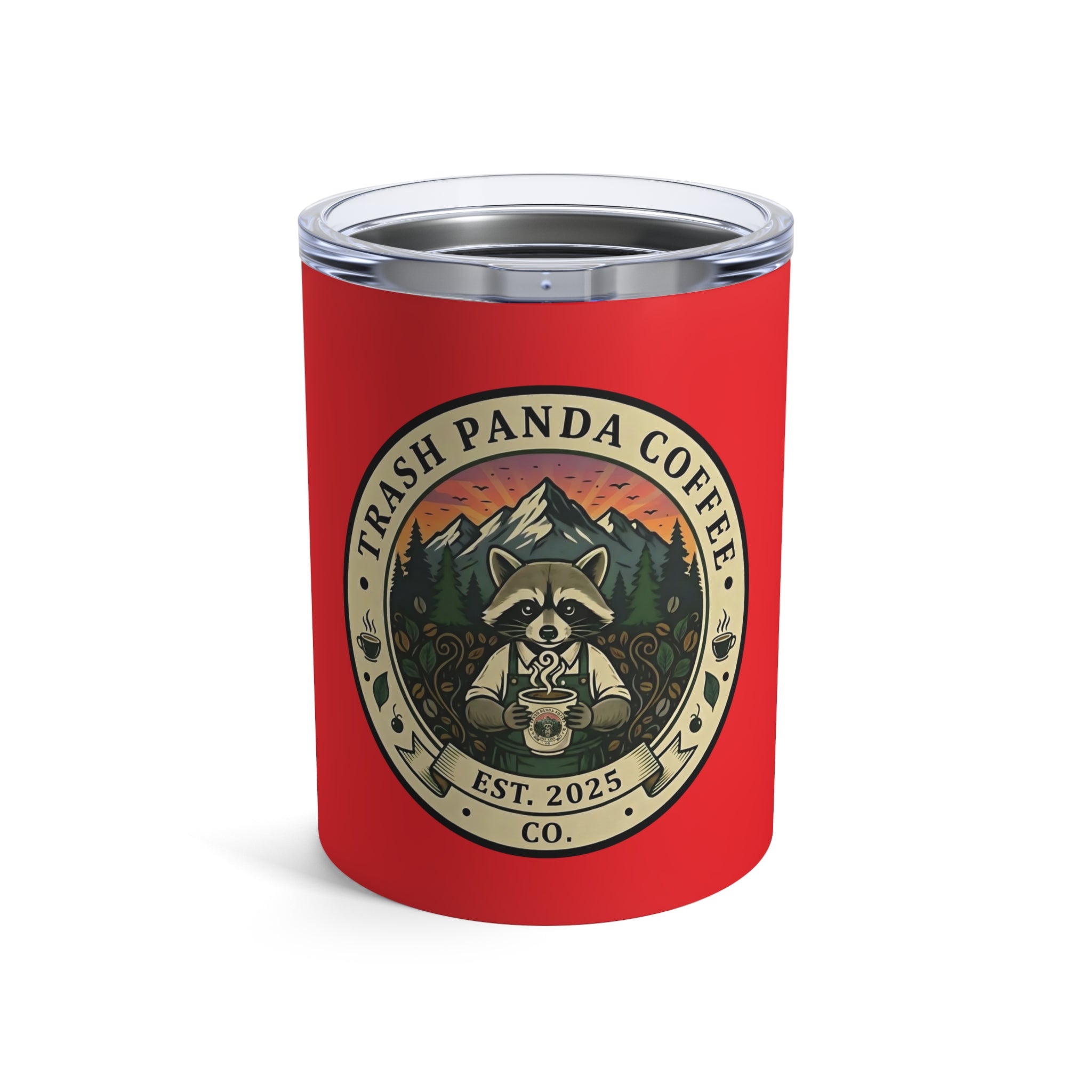 Trash Panda Coffee 10 oz Tumbler in red