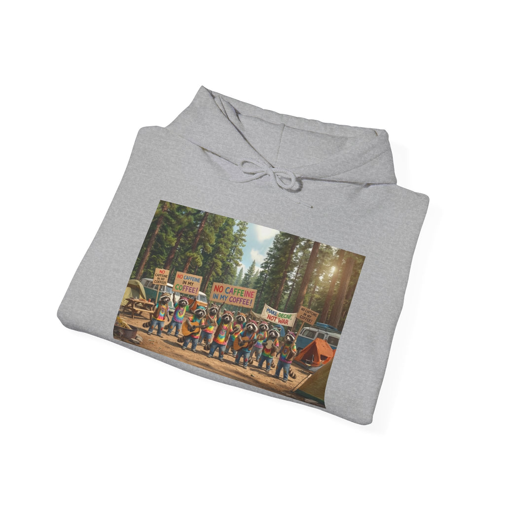Trash Panda Coffee Hoodie - No Caffein Protesting Raccoons