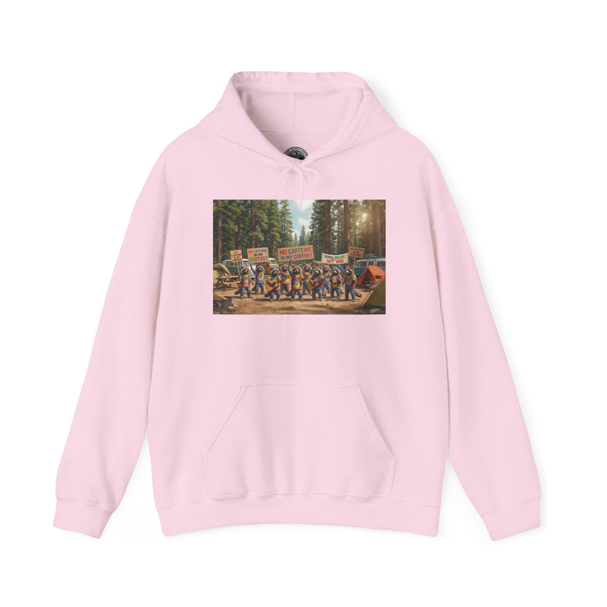 Trash Panda Coffee Hoodie - No Caffein Protesting Raccoons