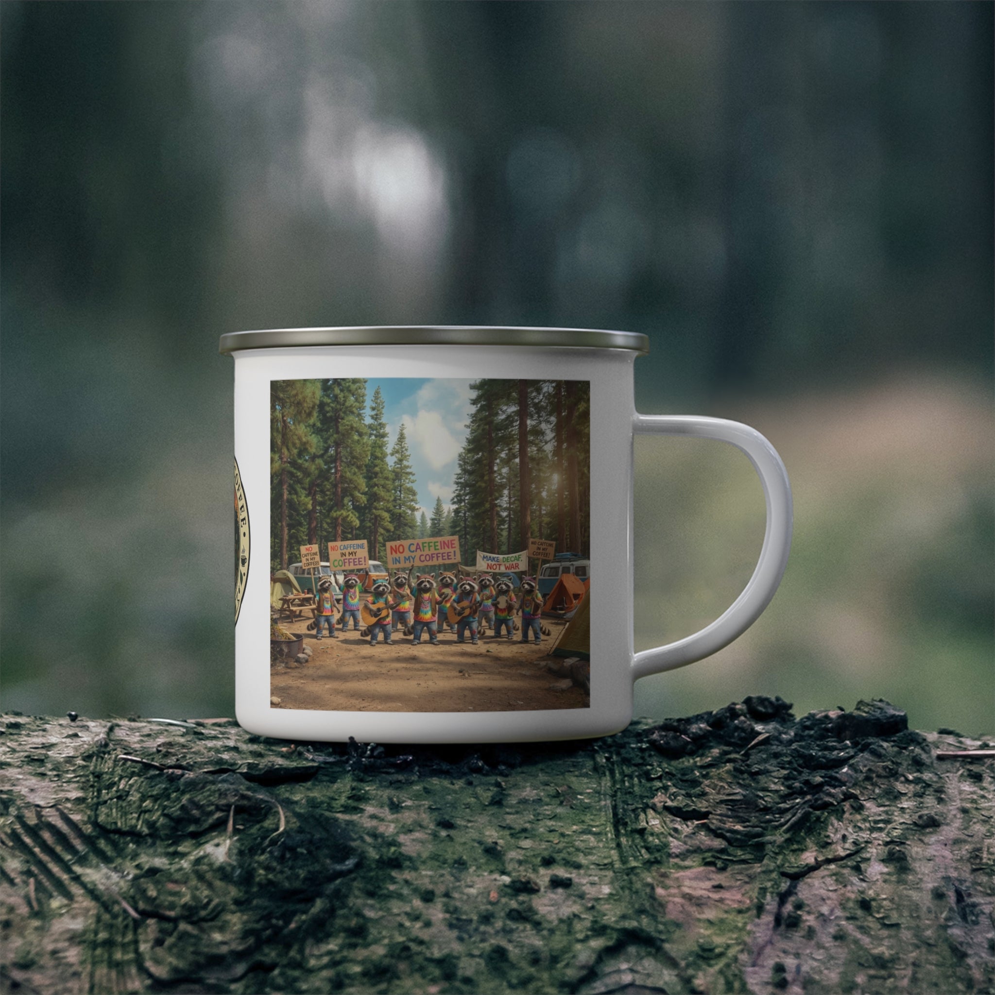 Enamel Camping Mug — Raccoon Hippies
