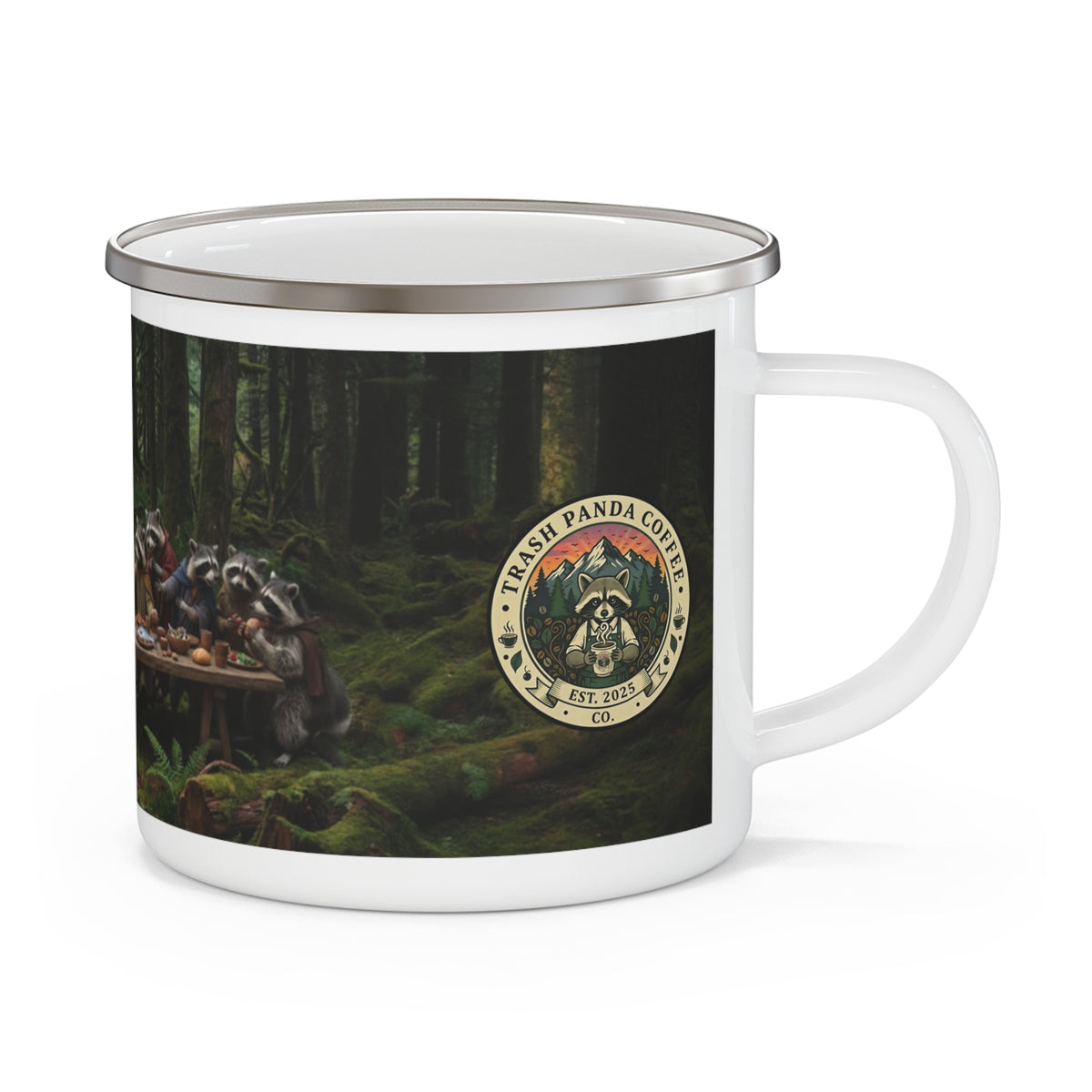 Enamel Camping Mug - Raccoon's Last Supper