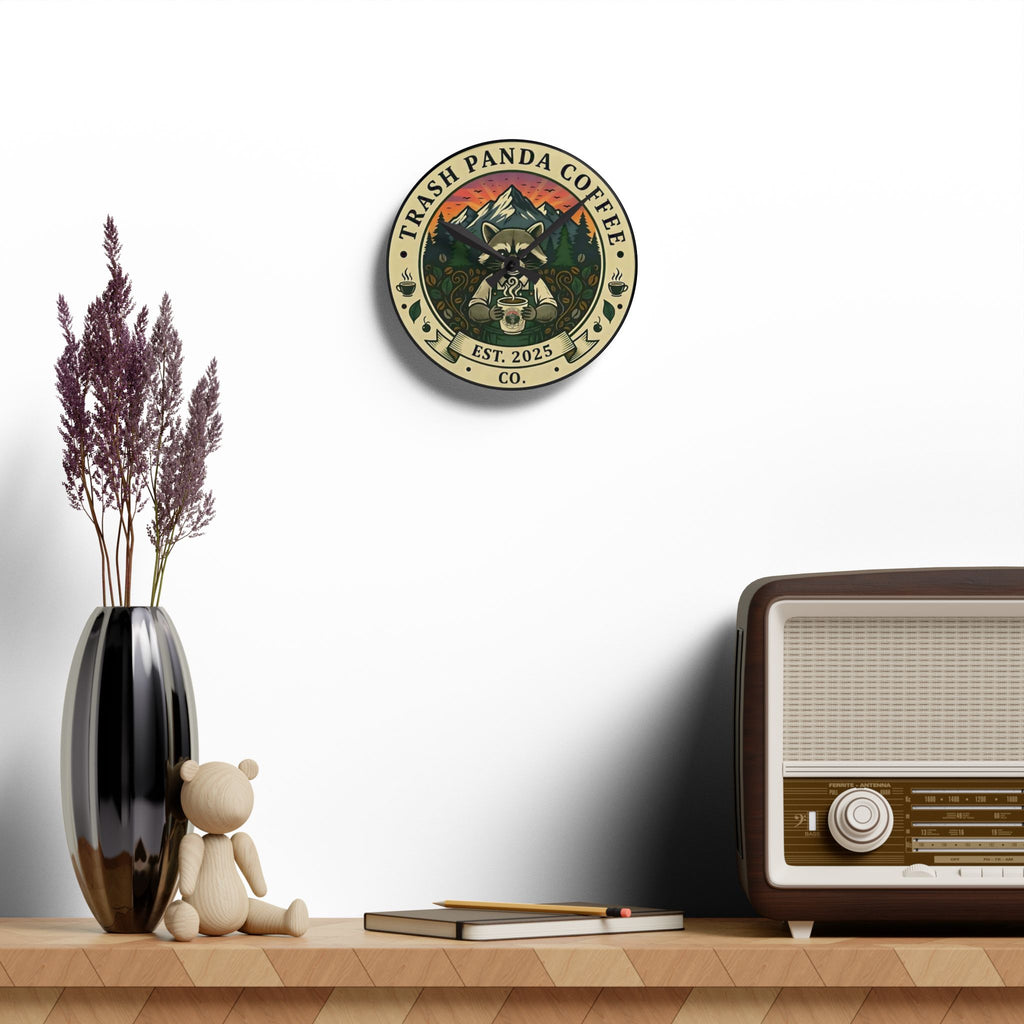 Acrylic Wall Clock — Trash Panda Coffee Co. Clock (Est. 2025)