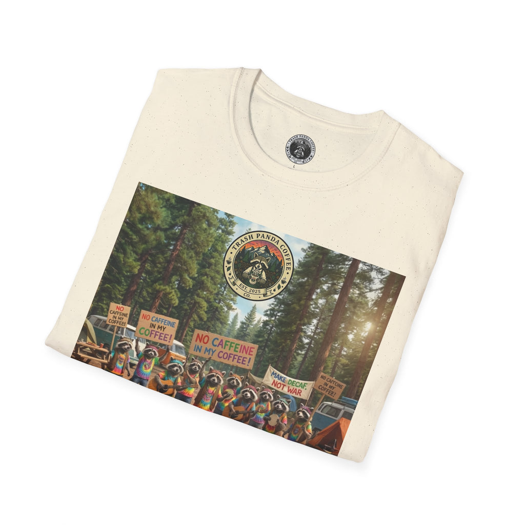 Raccoon Hippies Protest T-Shirt — 'No Caffeine'