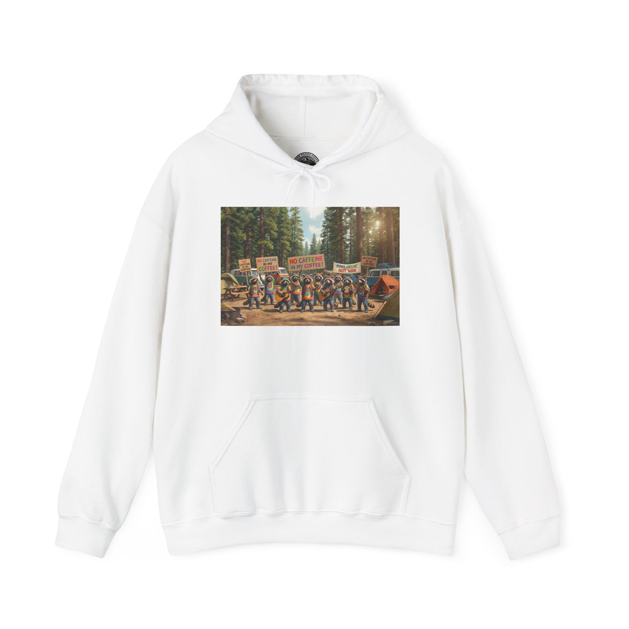 Trash Panda Coffee Hoodie - No Caffein Protesting Raccoons