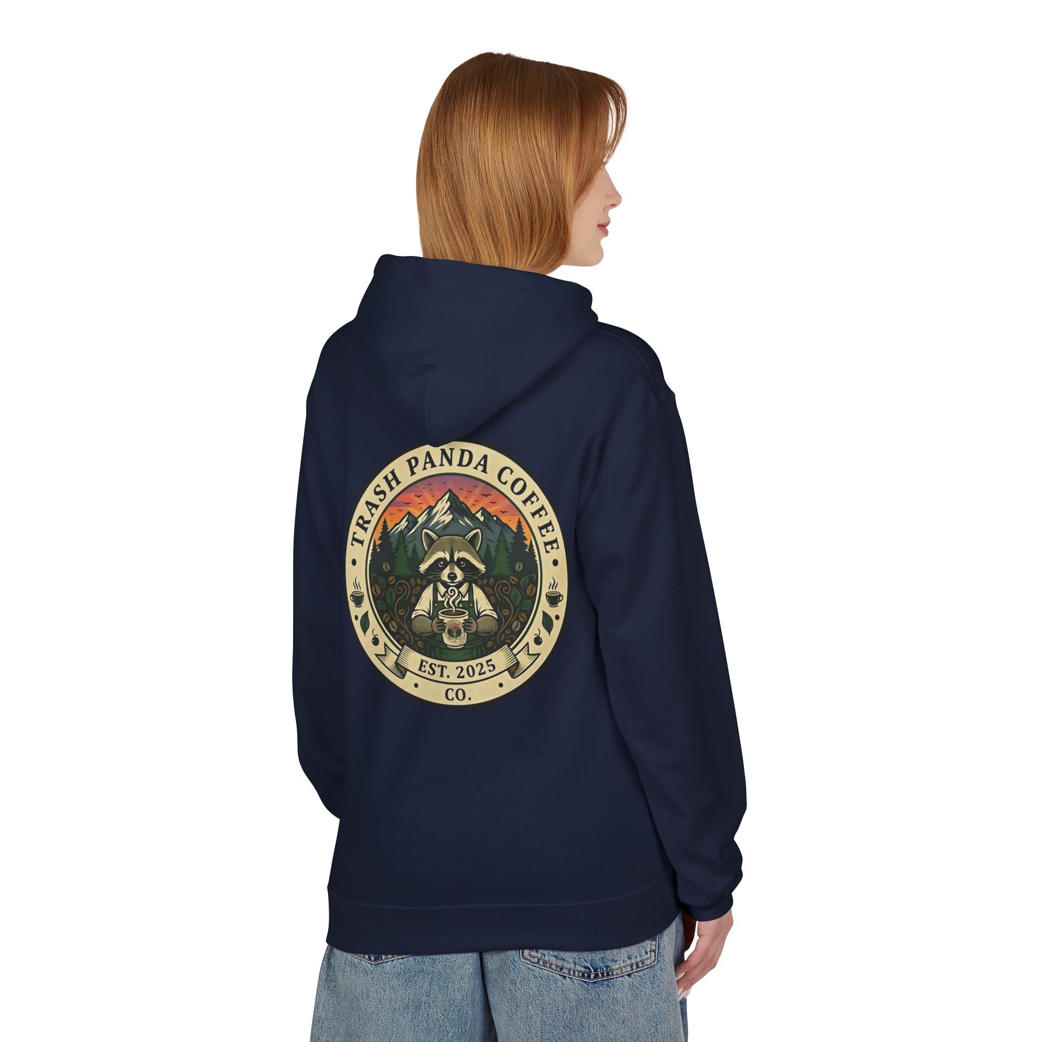 Trash Panda Coffee Logo Hoodie | Raccoon in space
