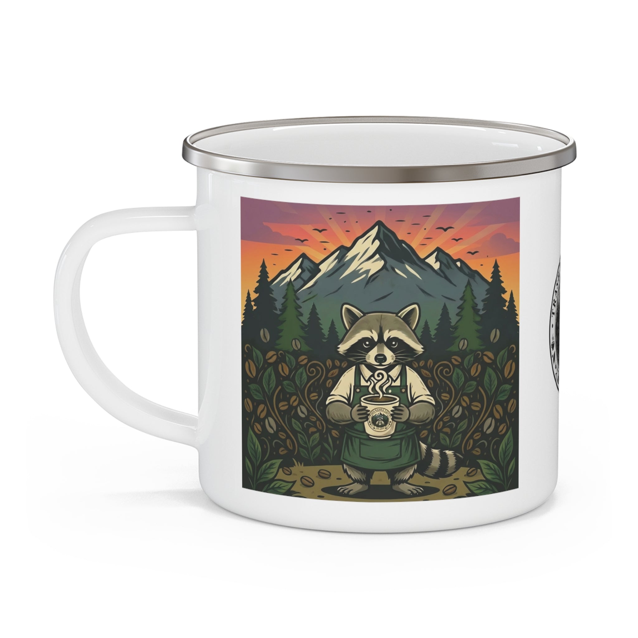 Enamel Camping Mug — Trash Panda Coffee's Mascot