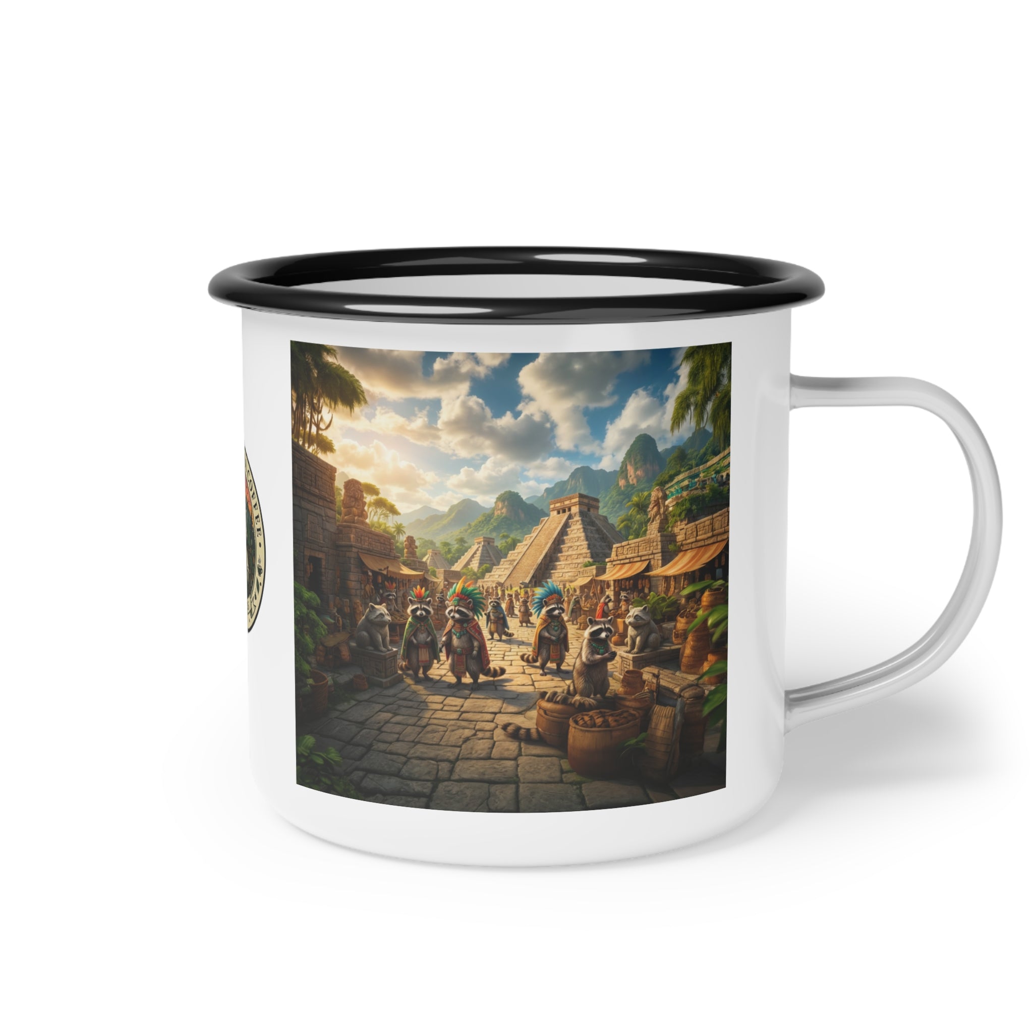 Rustic Mayan Raccoons Camp Mug
