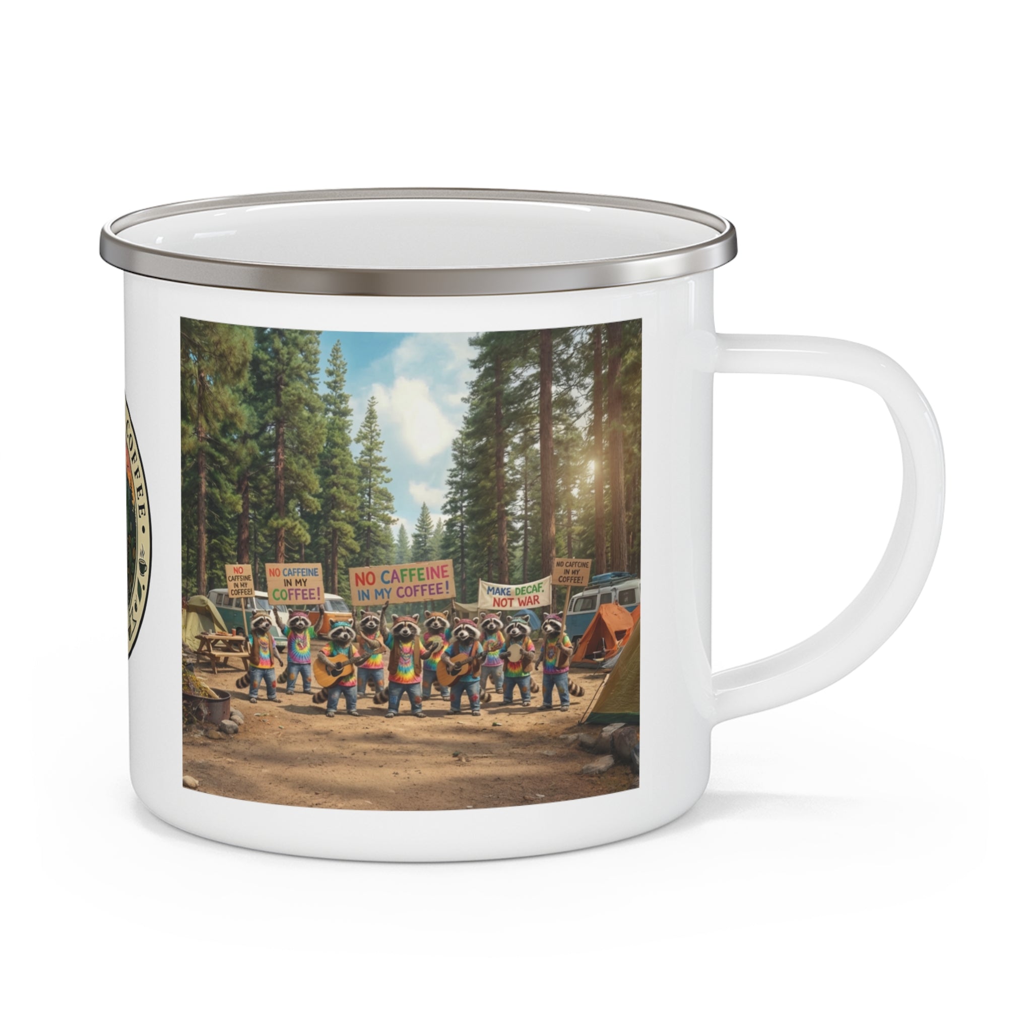 Enamel Camping Mug — Raccoon Hippies