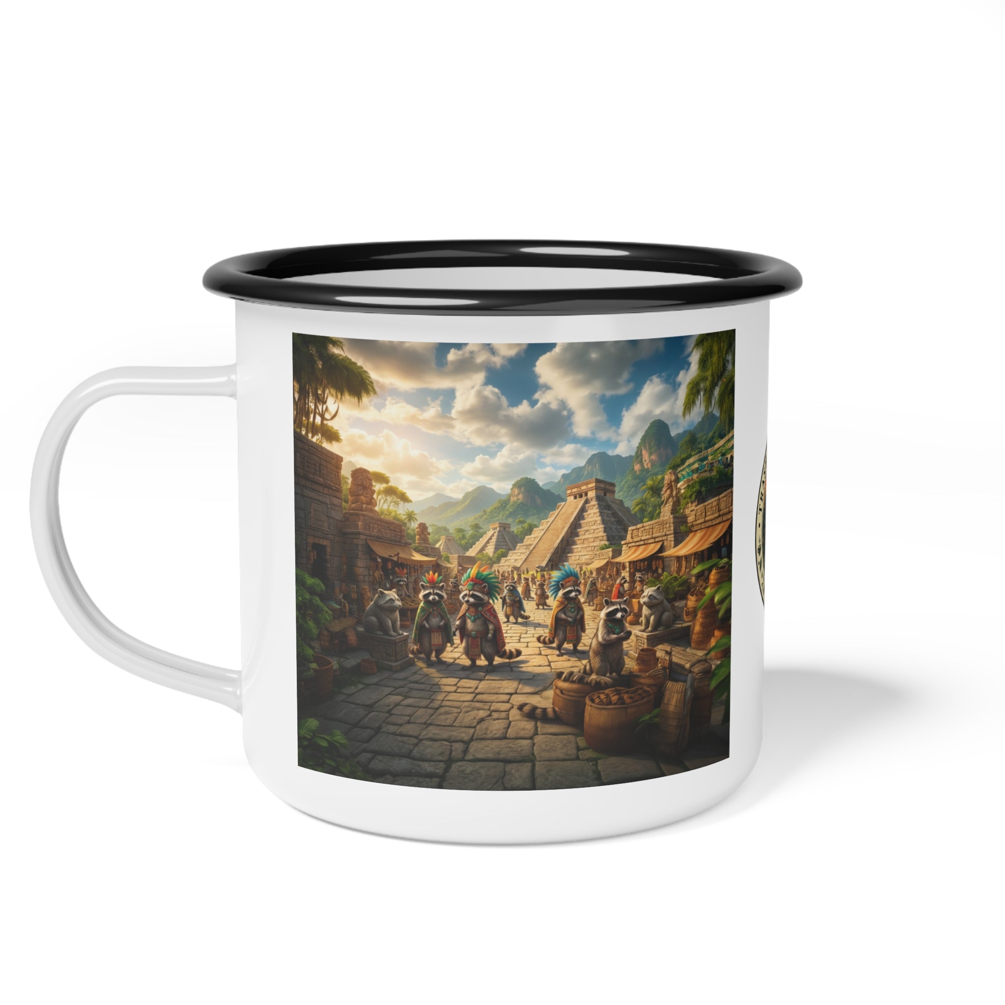 Rustic Mayan Raccoons Camp Mug