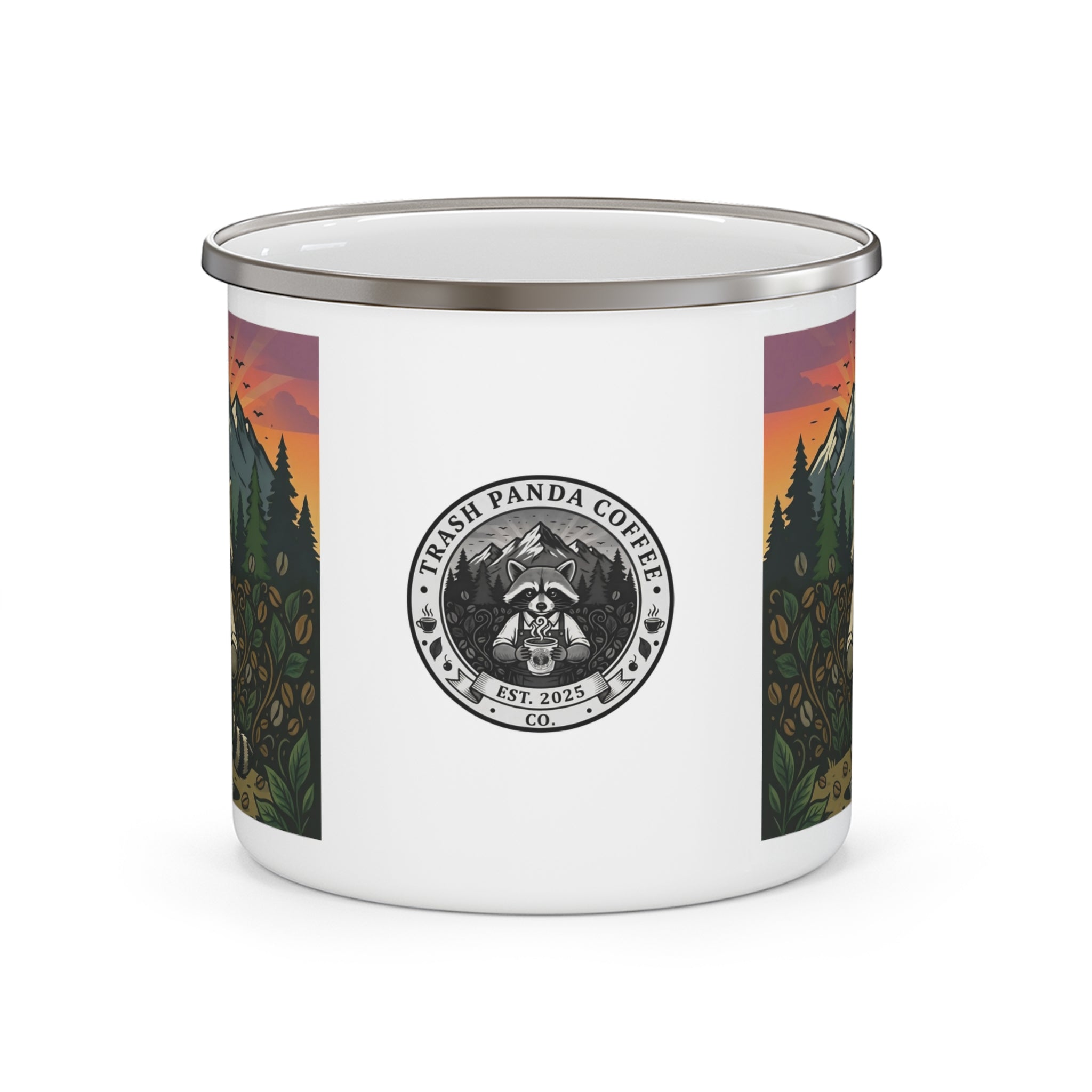 Enamel Camping Mug — Trash Panda Coffee's Mascot